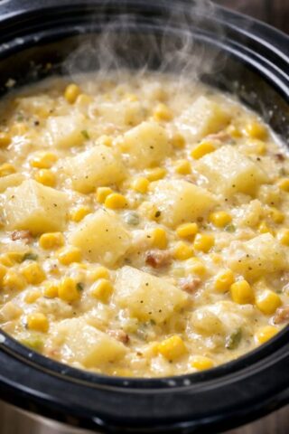 Winter Chowder: Just 5 ingredients. Corn and potatoes make this thick soup incredibly filling.