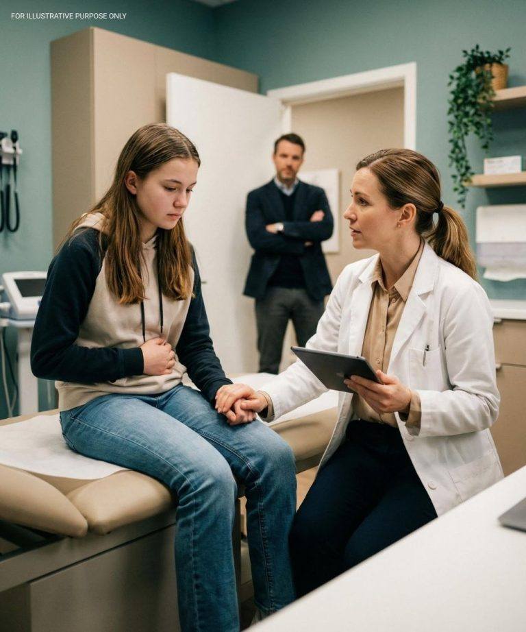 My teenage daughter kept insisting something was wrong with her body. “She’s just exaggerating,” my husband said. The day I ignored him and took her to the hospital anyway, our lives shifted completely. For weeks, my fifteen-year-old daughter told me she didn’t feel right. What unsettled me most wasn’t only the discomfort she described—but how quickly her concerns were dismissed by the person who should have defended her just as fiercely as I did. It started subtly, the way serious problems often do. A hand pressed to her stomach after meals. Food left untouched in the morning. A washed-out look that no amount of rest seemed to help. My daughter—let’s call her Maya—had always been resilient in that stubborn teenage way. She hated missing school, hated complaining, hated appearing weak. So when she began folding into herself on the couch every afternoon, when she quietly asked whether nausea was supposed to last “this long,” I paid attention. Really paid attention. My husband, Richard, did not. “She’s being dramatic,” he said the first time I suggested seeing a doctor, eyes still locked on his laptop. “Teenagers read things online. It’s stress. Hormones. Don’t make it into something it’s not.” The second time, he let out an annoyed breath. “Doctors cost money. She probably just wants to skip school.” The third time—when Maya woke up at two in the morning trembling and retching—he snapped, “Stop encouraging it. She’ll grow out of it.” Those words lodged somewhere deep in my chest and refused to leave. I tried approaching it gently. I asked Maya about pressure at school, friendships, anxiety. Every time, she shook her head. Her eyes weren’t full of tears—they were dull with pain. “It feels like something’s pulling inside me,” she whispered one night. “Like everything is twisted.” A few days later, I found her sitting on the bathroom floor, back against the cabinet, forehead resting on her knees. When I touched her shoulder, she flinched as if she’d been startled. That was the moment I stopped asking for permission. The next morning, I told Richard I was taking Maya out to buy school supplies. He barely glanced up. “Don’t spend too much,” he muttered, already irritated by the thought of money. I drove straight to the hospital. In the waiting room, Maya kept apologizing. “Dad’s going to be angry,” she whispered, as if his reaction mattered more than what she was feeling. That realization alone felt like I had failed her. “Your body isn’t lying to you,” I told her softly. “And you never have to earn the right to be cared for.” Continue reading in the comments
