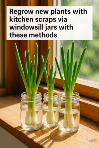 Regrow new plants with kitchen scraps via windowsill jars with these methods