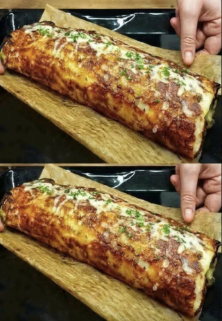 Beef and Potato Stuffed Roll with Cheese