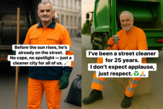 🧡✨ The Streets Shine — Because Someone Wakes Before the Sun 🌙☀️