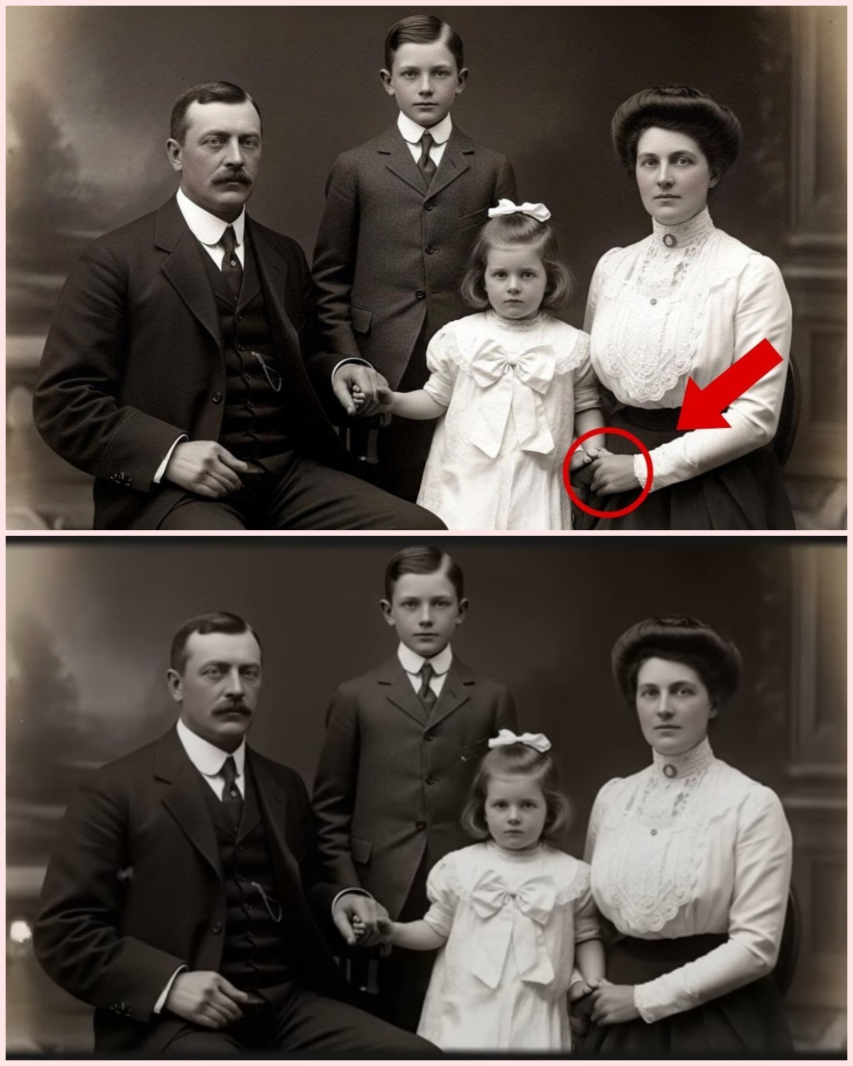 This 1914 Studio Photo Seems Harmless — Until You Notice What the Mother Hides in Her Hand