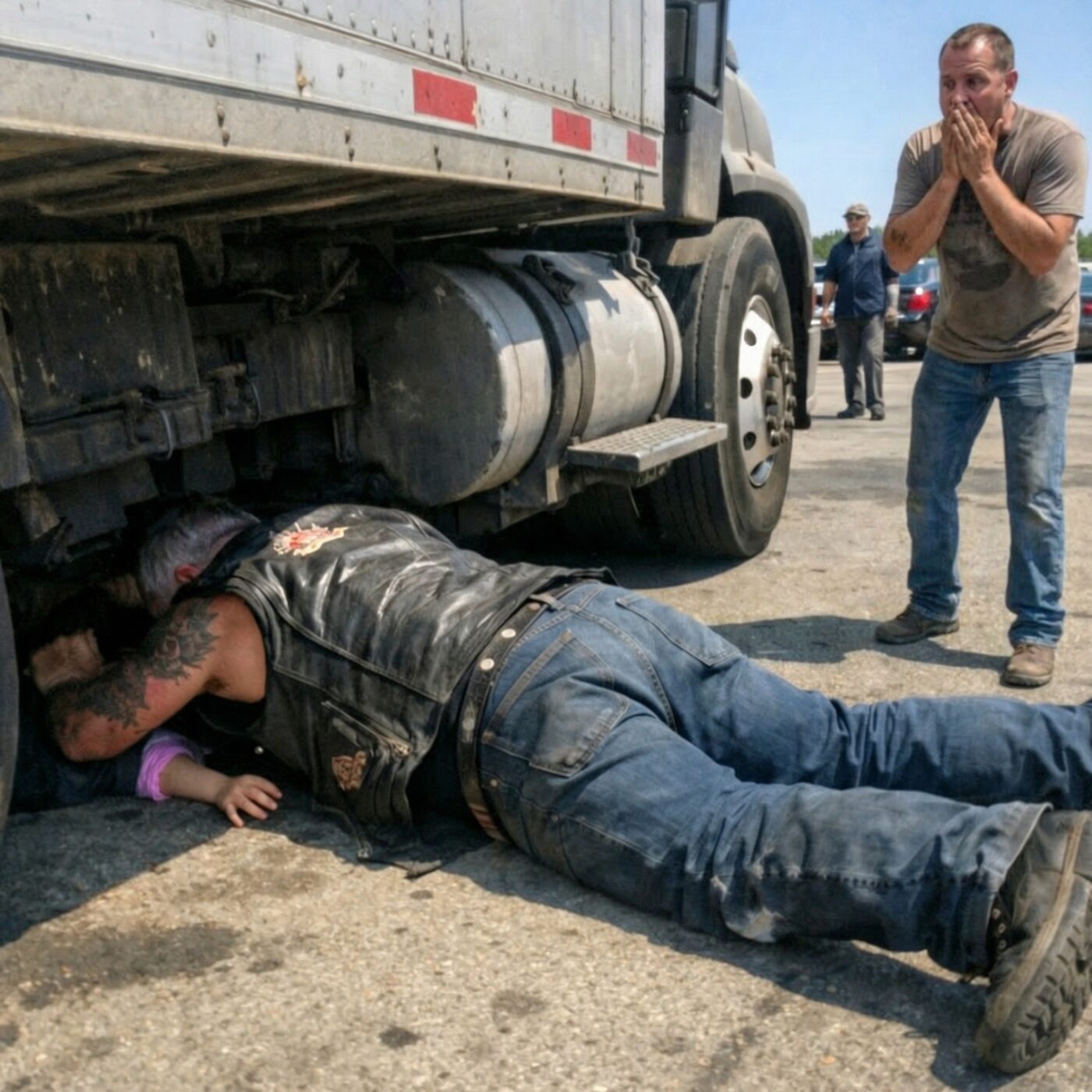 Father Shamed by Biker Who Crawled Under Delivery Truck to Save Trapped Daughter
