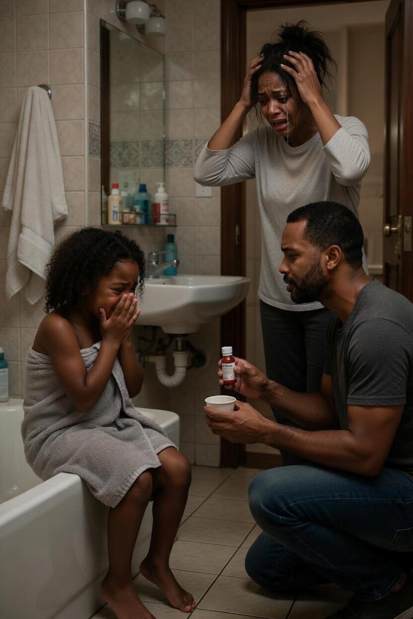 My five-year-old daughter always took a bath with my husband